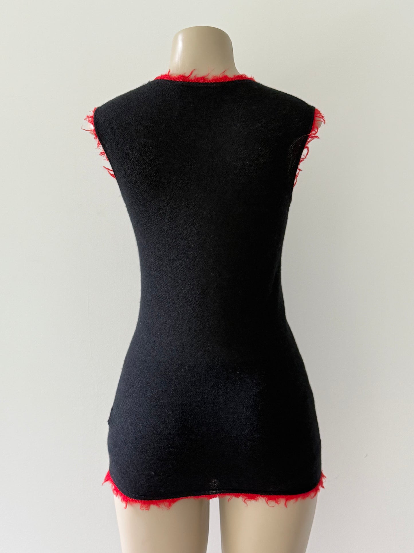 Red Trim Cashmere Top