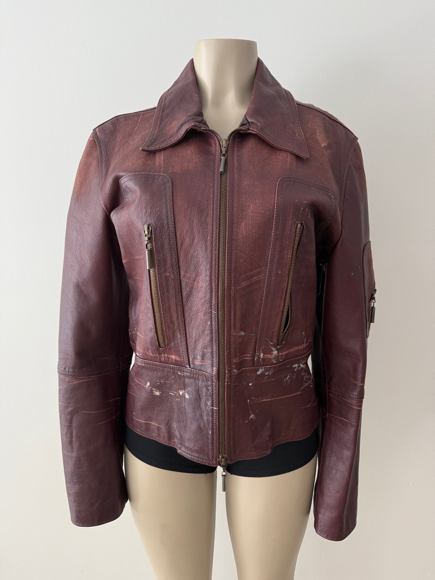 Cavalli Paint Leather Jacket