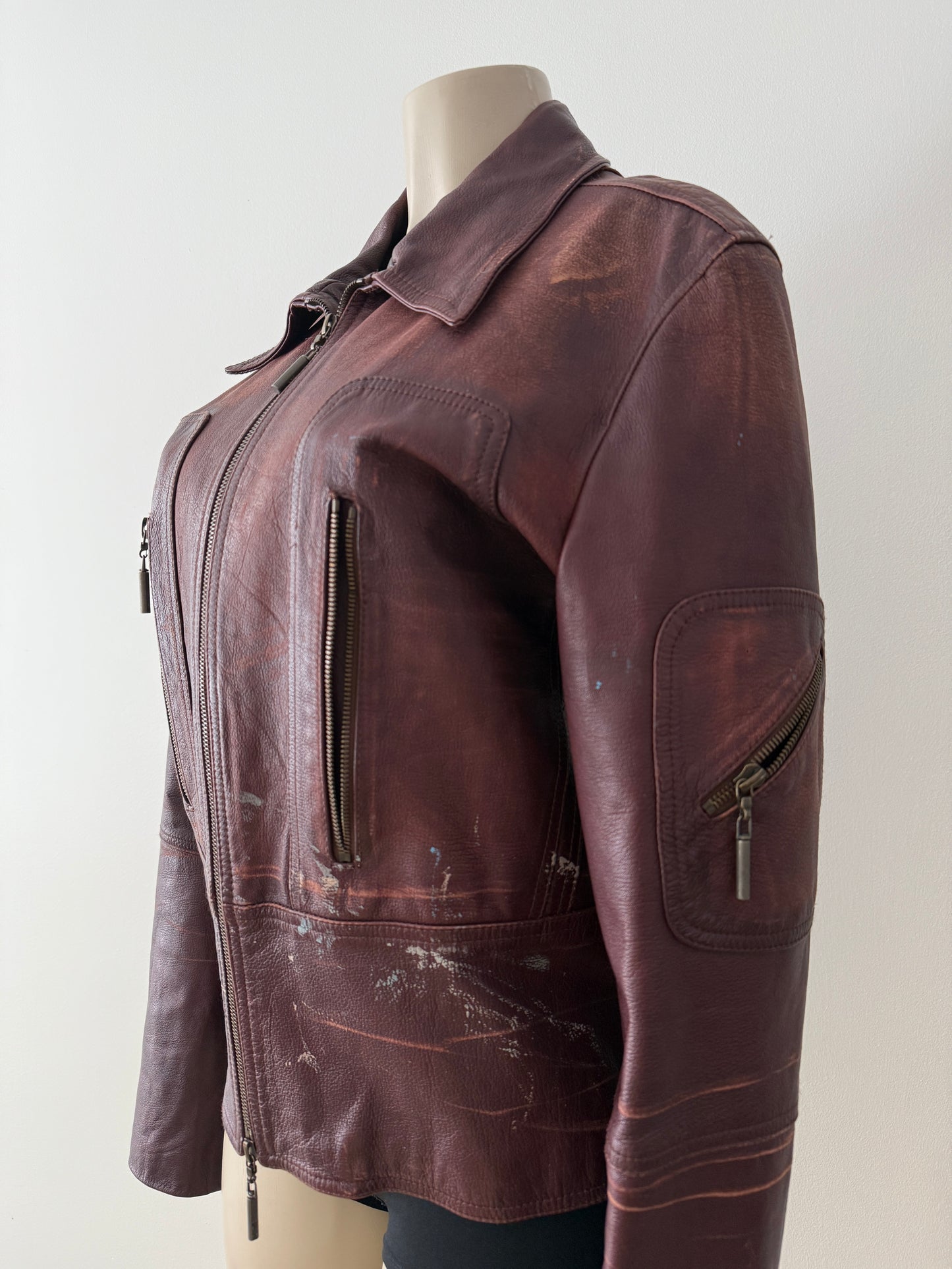 Cavalli Paint Leather Jacket