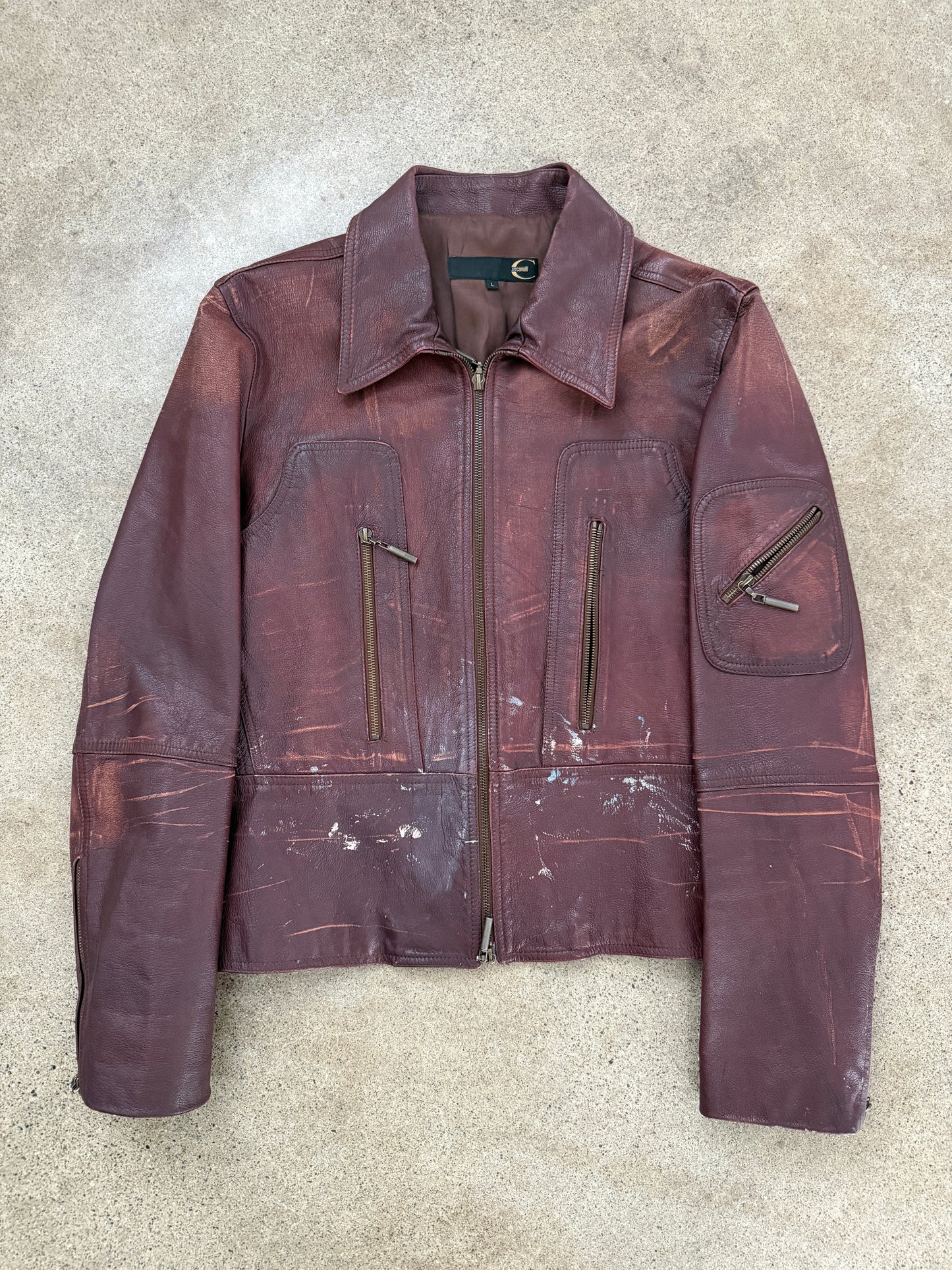 Cavalli Paint Leather Jacket