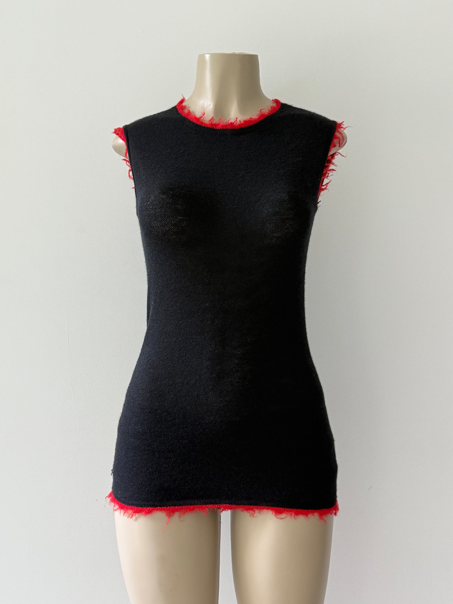 Red Trim Cashmere Top