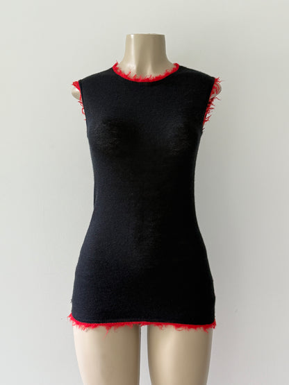 Red Trim Cashmere Top