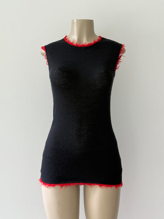 Red Trim Cashmere Top